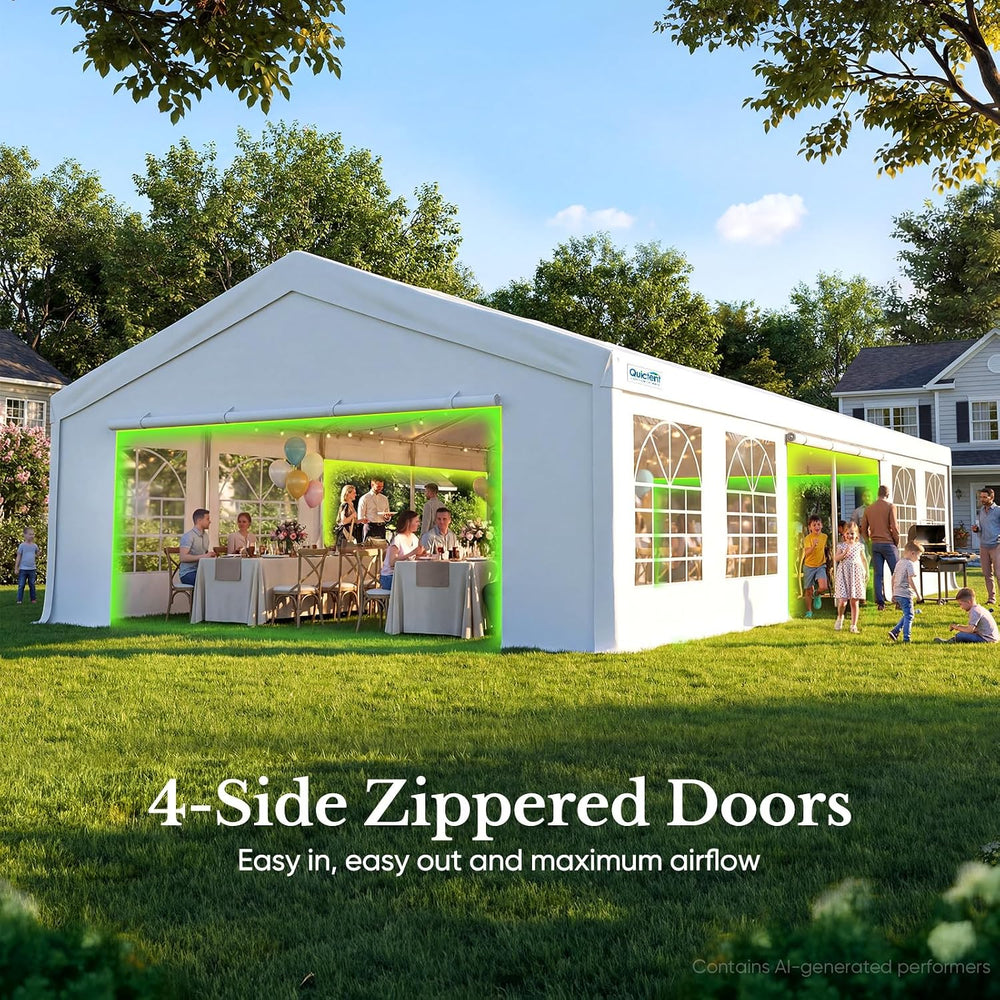 Quictent 20'x40' Heavy Duty Party Tent Outdoor Canopy with Church Win...