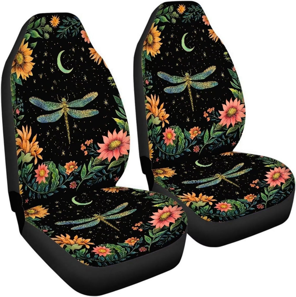 BIGCARJOB Moon Dragonfly Car Seat Cover Set Universal Car Front Seat Protecto...
