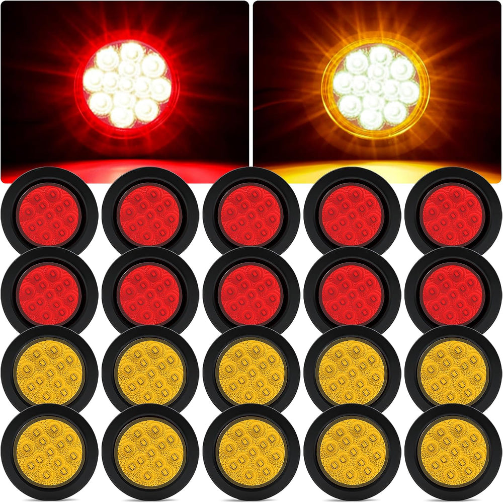 20Pack 2.5" 13 LEDs Round Trailer Marker Lights w/Reflectors, DOT Approv...