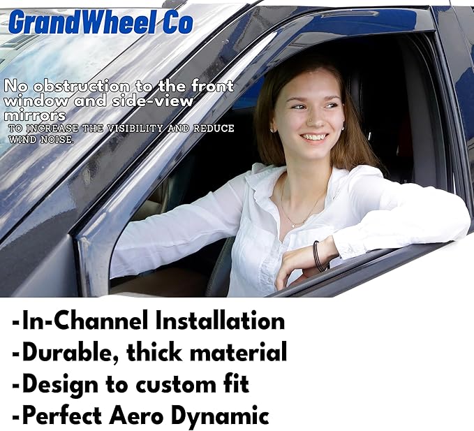 Window Deflectors Smoke Tinted in-Channel Side Window Vent Visor Deflectors (...