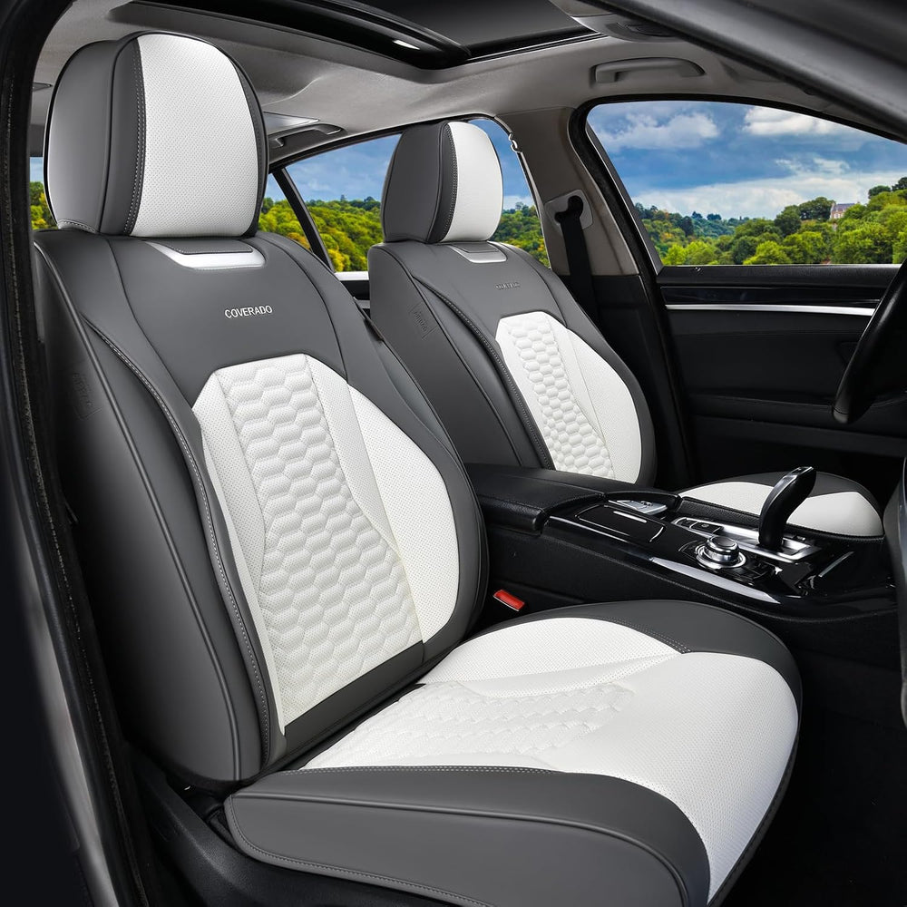 Coverado Seat Covers for Cars, Luxury Leather Seat Covers Full Set, Waterproo...