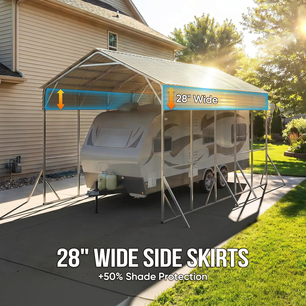 Quictent 14x25x15 FT RV Metal Carport, Heavy Duty Reinforced Steel Shelter
