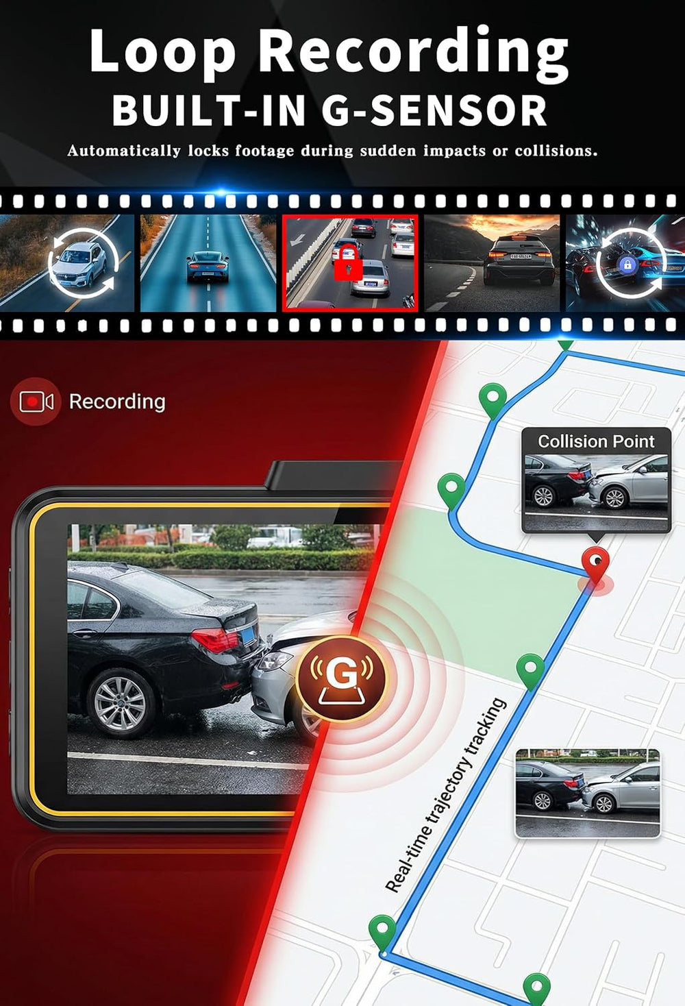 4 Channel 360° Dash Cam, 2.5K Front + 1080P, GPS & 128GB Card
