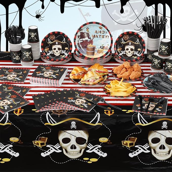 452 Pcs Pirate Party Supplies Decorations for 50 Guests, Pirate Treasure Them...