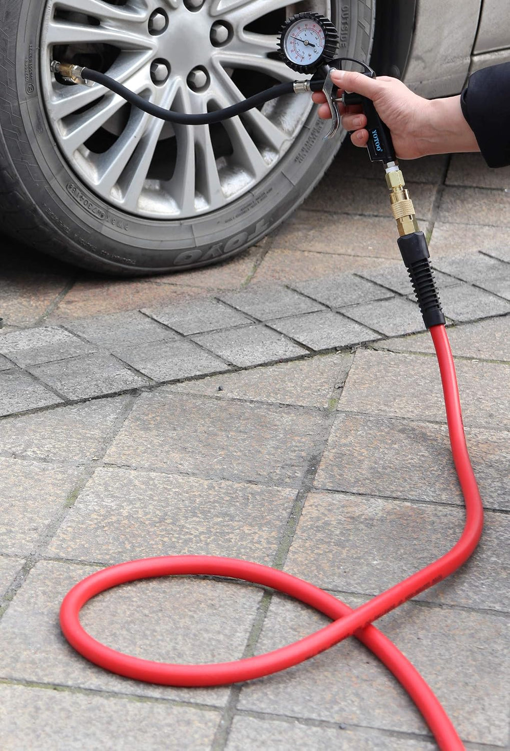YOTOO Hybrid Air Hose 3/8-Inch by 50-Feet 300 PSI Heavy Duty, Lightweight, Ki...