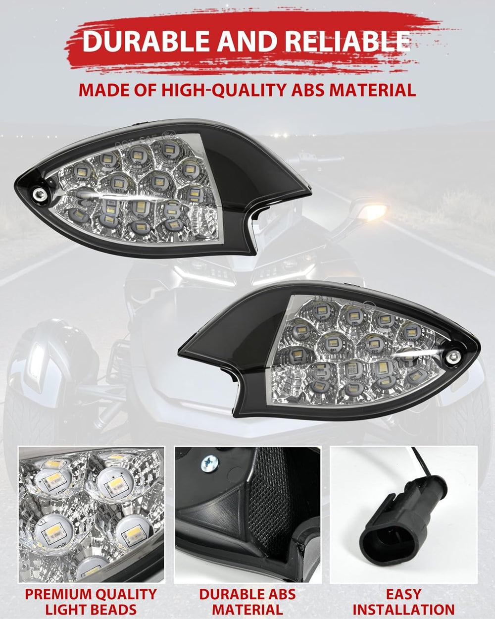 SAUTVS LED Side Mirror Lights for Spder F3, LED Side Mirror Accent Auxiliary ...