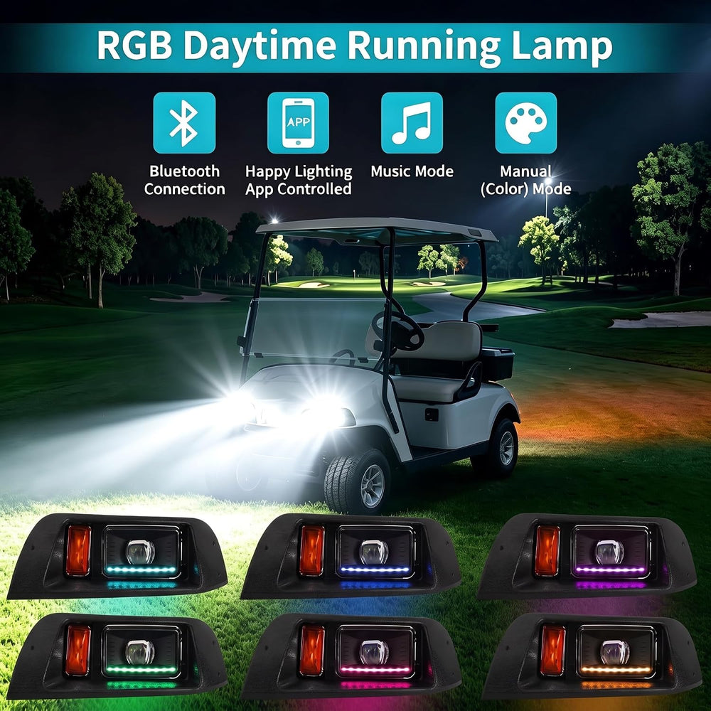 10L0L Deluxe Golf Cart Light Kit for EZGO TXT 1996-2013 12V-72V, RGB DRL