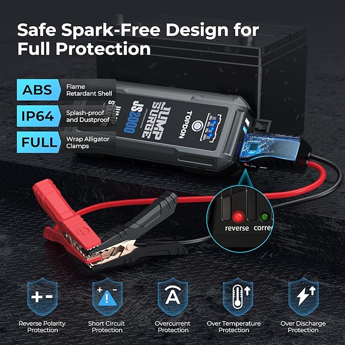 Car Battery Jump Starter, TOPDON 2000A Peak Jump Starter