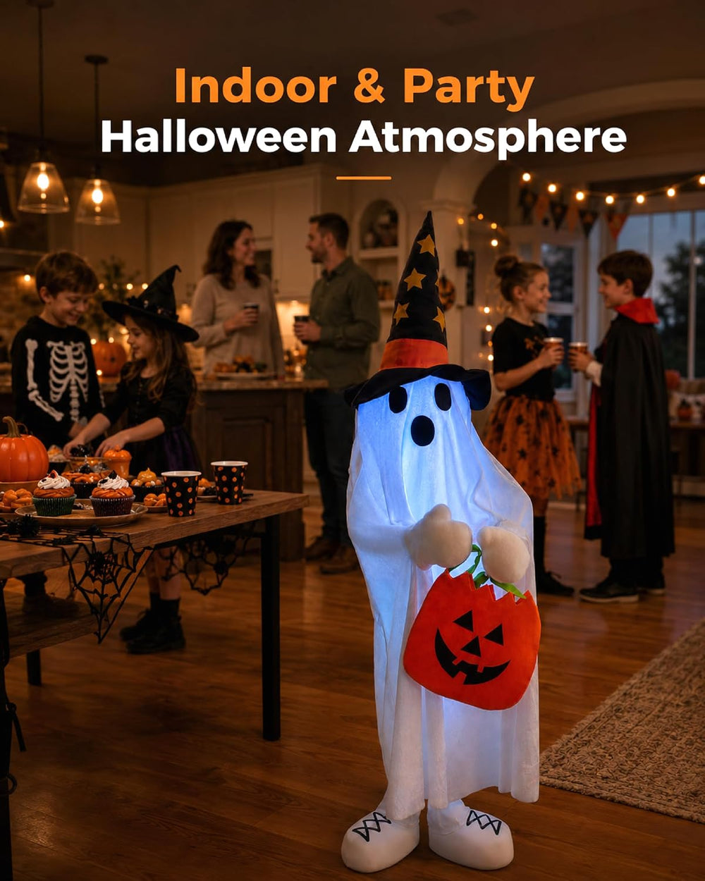 Outdoor Halloween Decorations Light Up Ghost, 37" Porch Decor RGB Lights