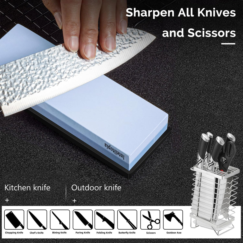 Complete Knife Sharpening Stone Set – Dual Grit Whetstone 400/1000 3000/8000 ...