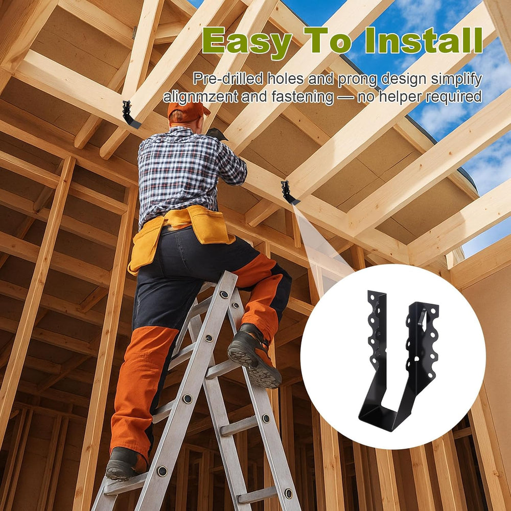 50 Pcs 2x8 Joist Hangers, 20 Gauge Face Mount Rafter Brackets for Wood, Hurri...