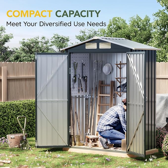 Breezz 5x3FT Vertical Outdoor Steel Storage Shed