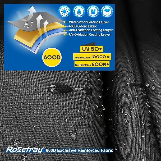 Rosefray Motorcycle Cover 600D Heavy Duty All Season Universal Weather