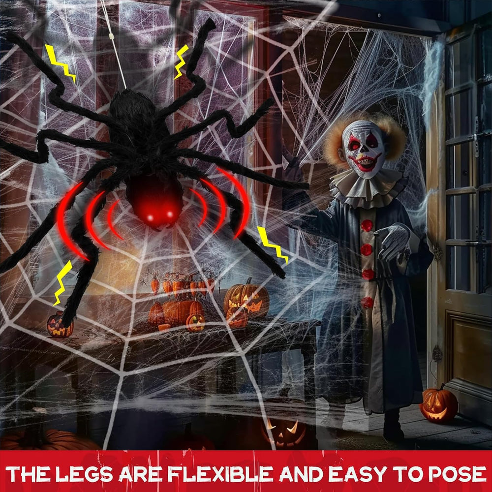 24'' Halloween Animatronics Giant Spider Up and Down Automatically