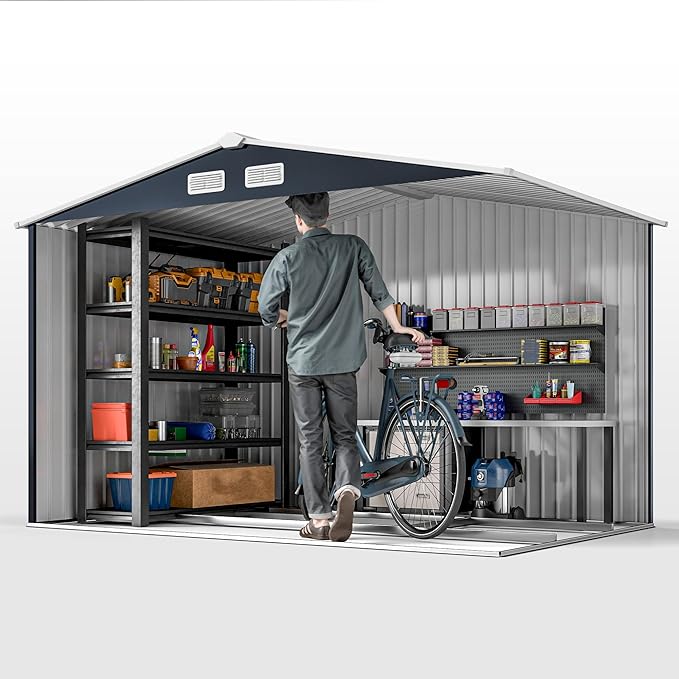 Outsunny 9' x 6' Outdoor Storage Shed, Garden Tool Metal Shed