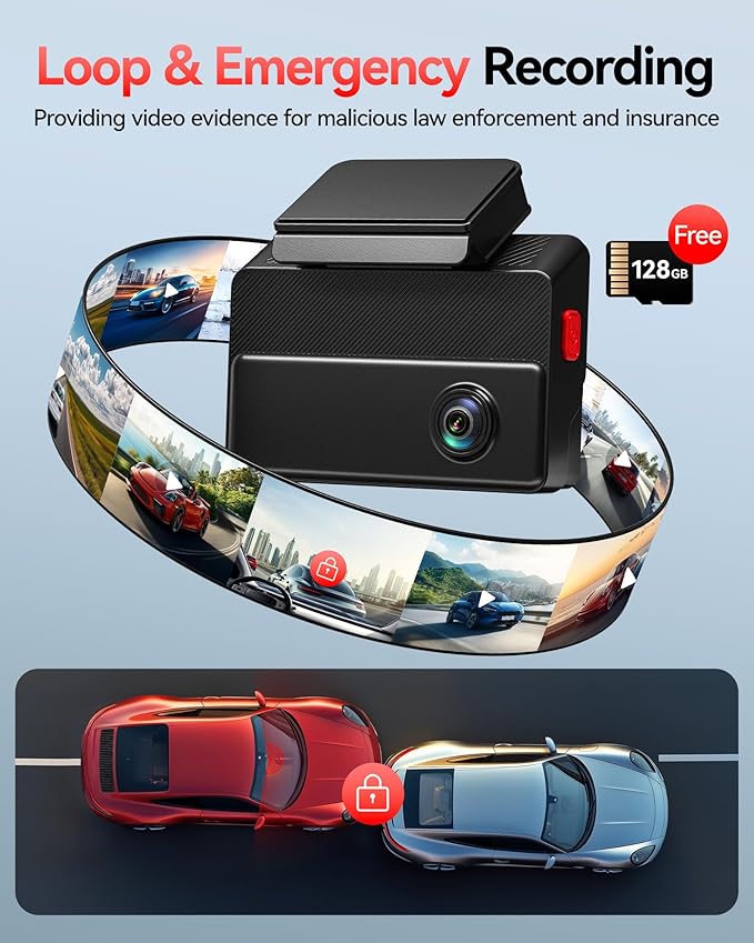 REDTIGER 530° Dash Cam 3 Channel, 2.5K+2.5K+1080P Triple Car Camera