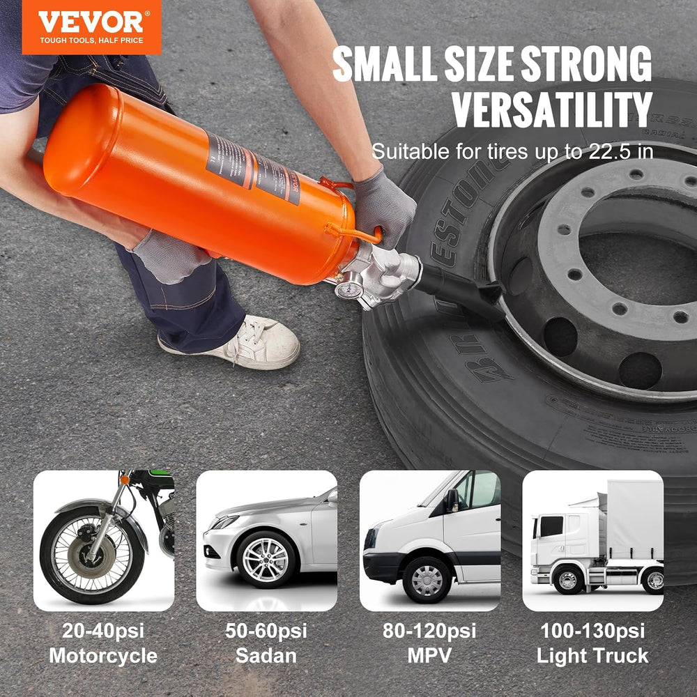 VEVOR Tire Seater, 2.1 Gal/8 L Air Tire Blaster, 120 PSI Handheld, Portable T...