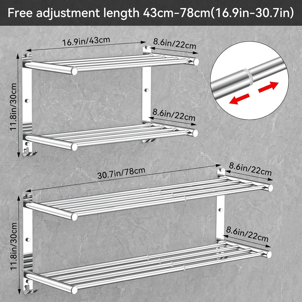 CAXIMSY Adjustable Towel Bar for Bathroom Wall Mount17-30.7inch Adhesive Show...