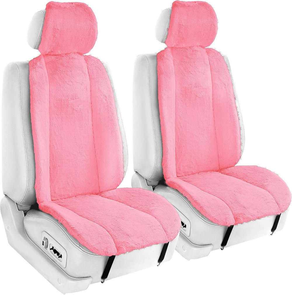 FH Group Front Set Faux Rabbit Fur Car Seat Cover Cushions, Universal Fit, Ai...