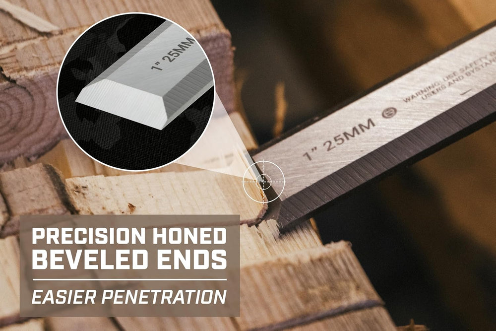 Spec Ops Tools Wood Chisel for Carpentry & Woodworking, Beveled Edge High...
