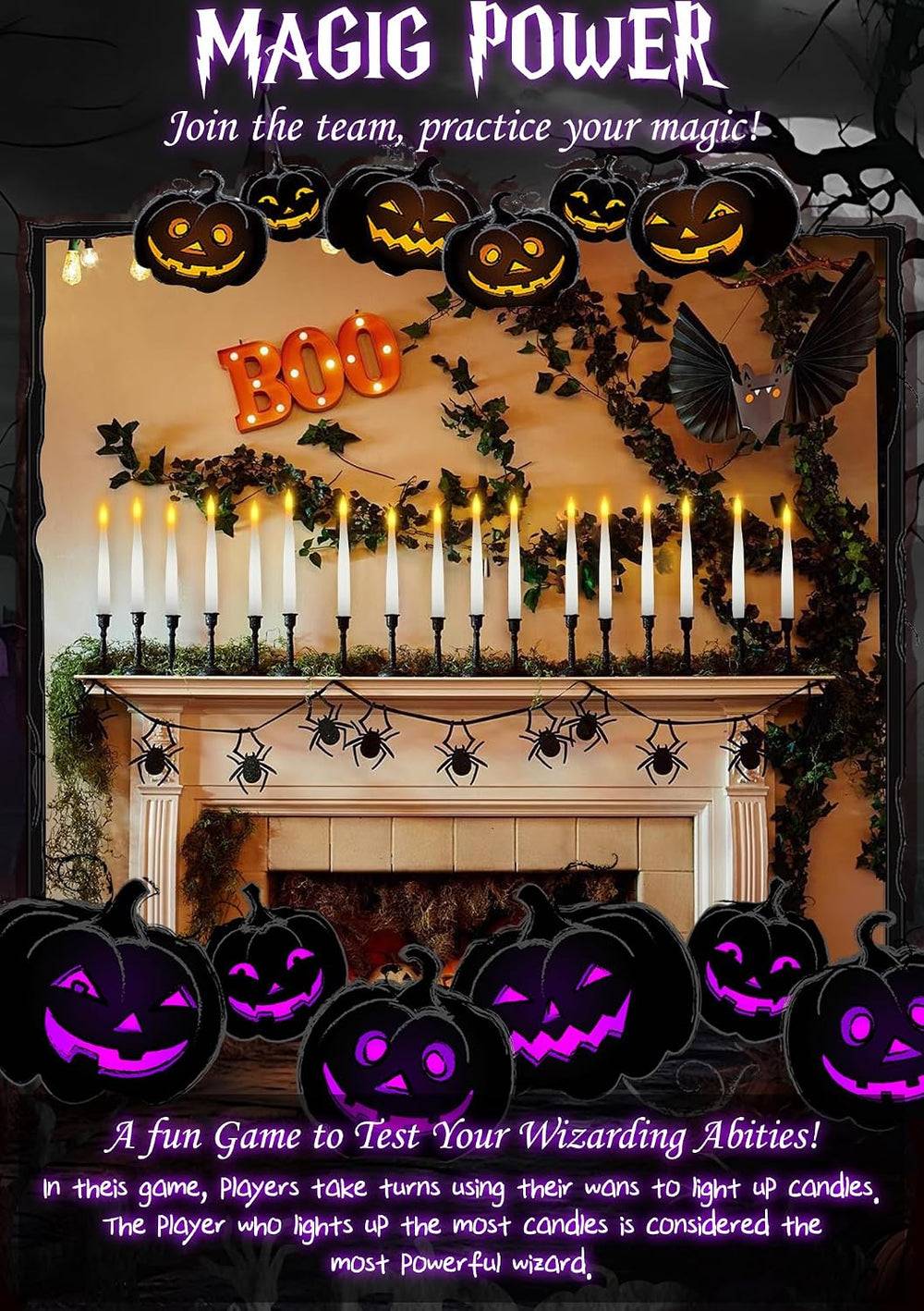 24 Floating Candles with Wand & 25 AAA Batteries Halloween Decor