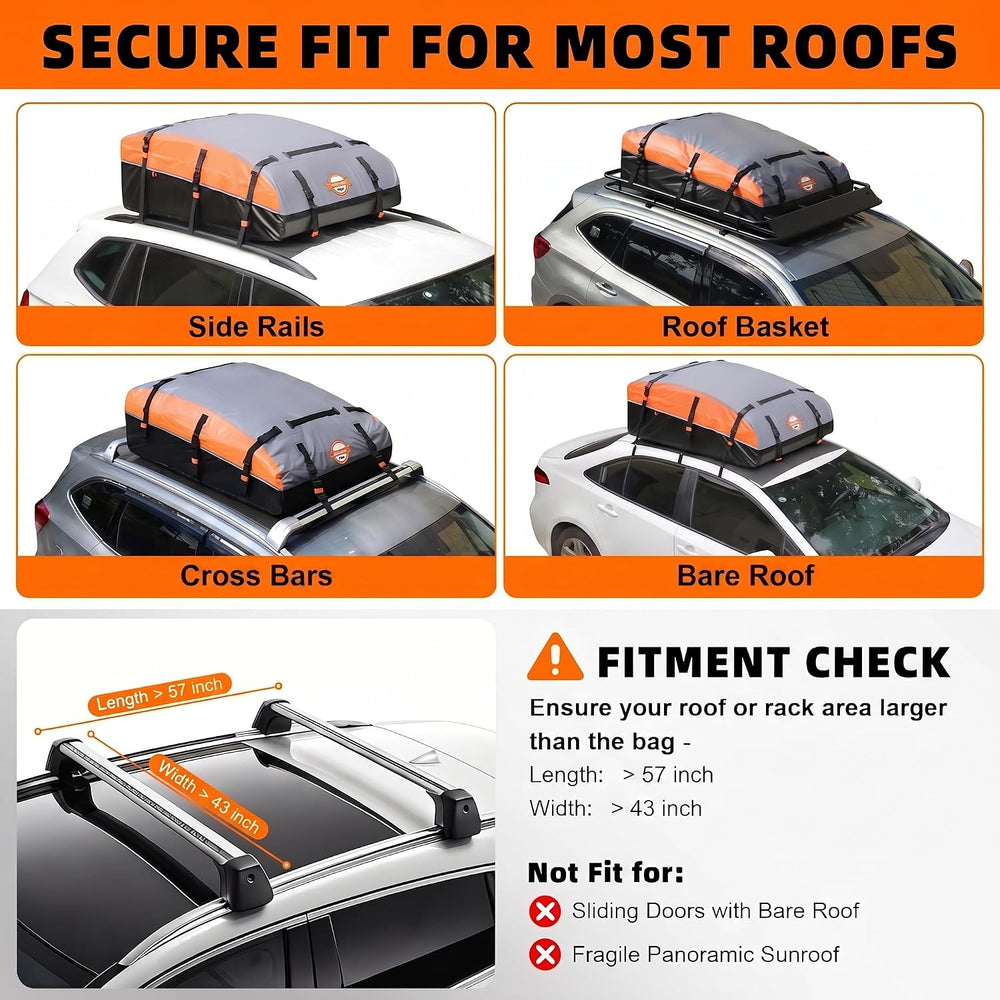 Sailnovo Rooftop Cargo Carrier Bag 21 Cubic, 1000D PVC Waterproof Vehicle Sof...