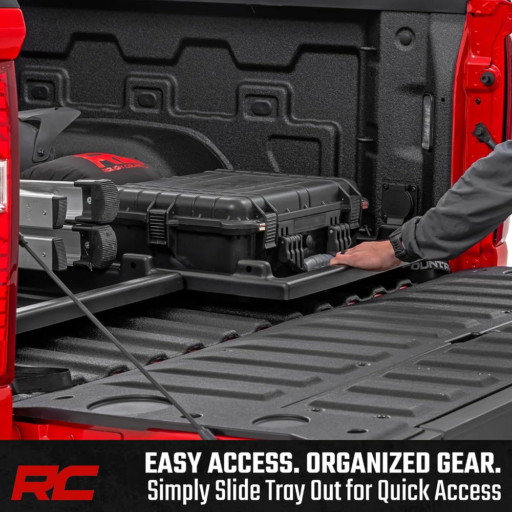Rough Country Slide-Out Truck Bed Cargo Tray - Organizer for 5'7"+ B...