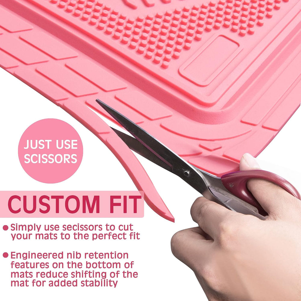 CAR PASS Heavy Duty Rubber Floor Mats 4-Piece,Pink Car Mats Full Sets Anti-Sl...