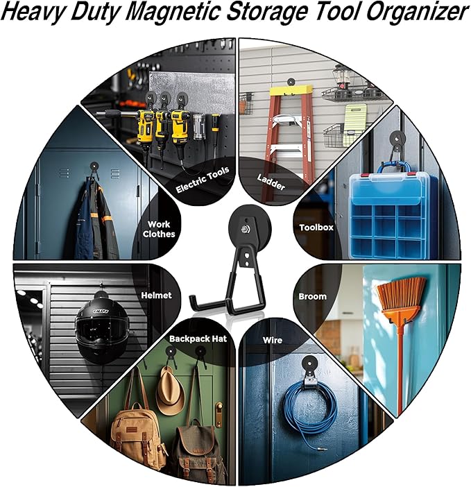 4Pcs Heavy Duty Storage Magnetic Utility Hooks Large Garage Strong Extra Magnet