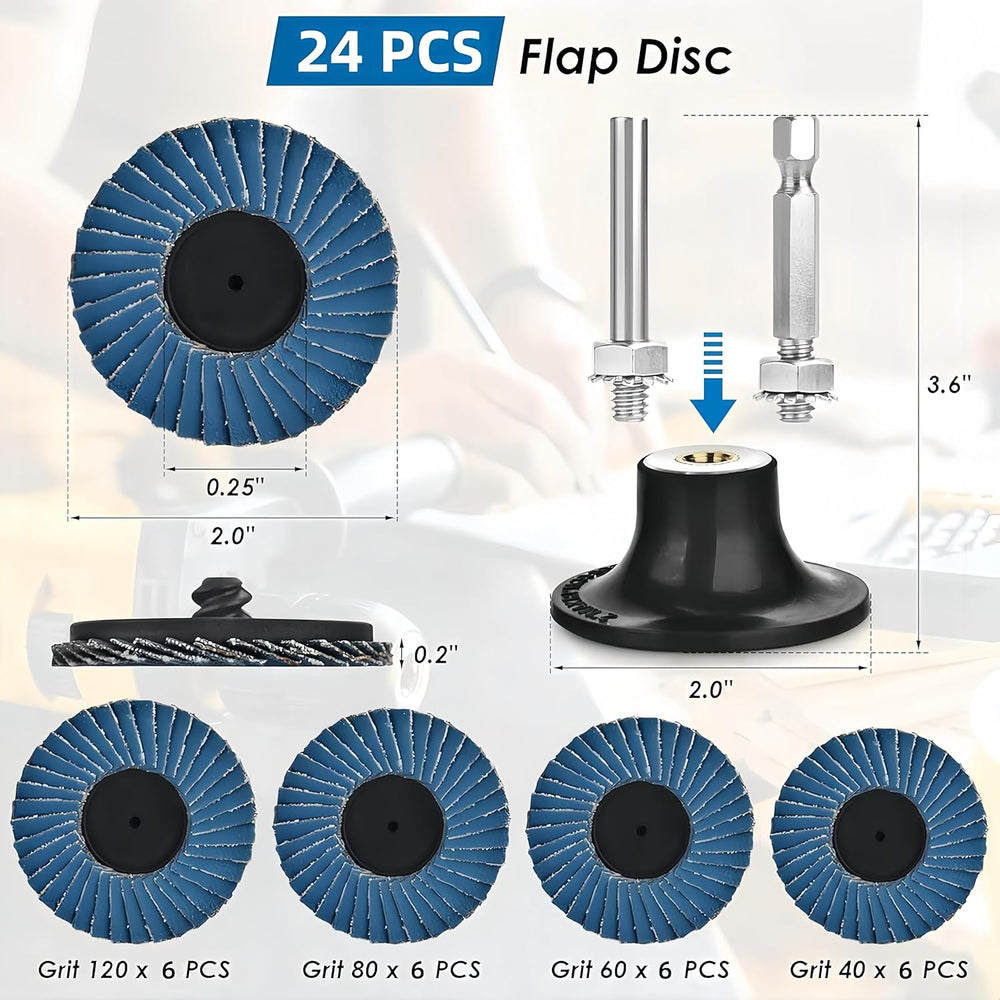 2 Inch Flap Disc, 72Pcs Roll Lock Flap Wheel Set – 40/60/80/120 Grit with 1/4...