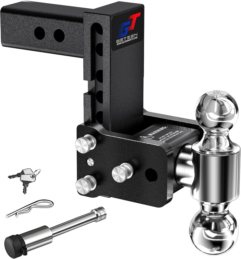 Adjustable Trailer Hitch 2.5" Receiver, Dual Ball Drop Hitch 18K LBS