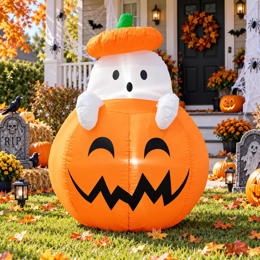 Inflatable Ghost Outdoor Decoration, 4ft Halloween Scary Blow Up Yard Décor