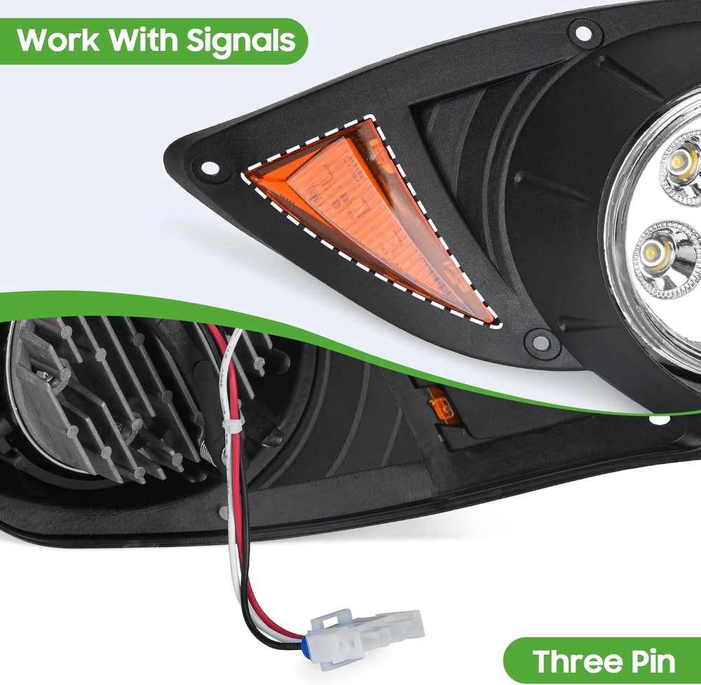 10L0L Golf Cart Headlight Kit for Yamaha G29 Drive 2007-2016, Replace 12V