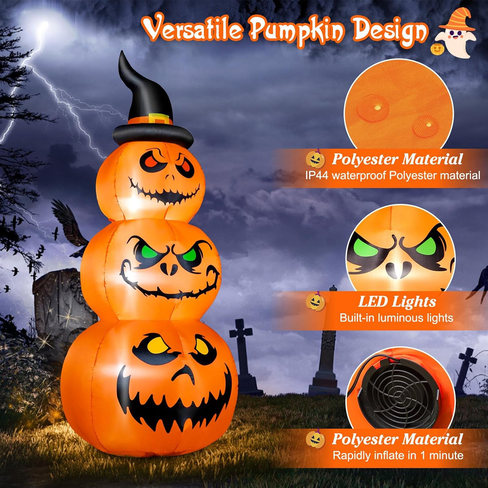 FunFanso 6 FT Halloween Inflatable Pumpkins Outdoor Yard Decorations, Blow up...