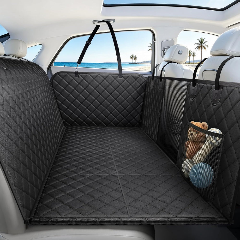 Dog Car Seat Cover for Back Seat, Hard Bottom Dog Hammock,60in,Black