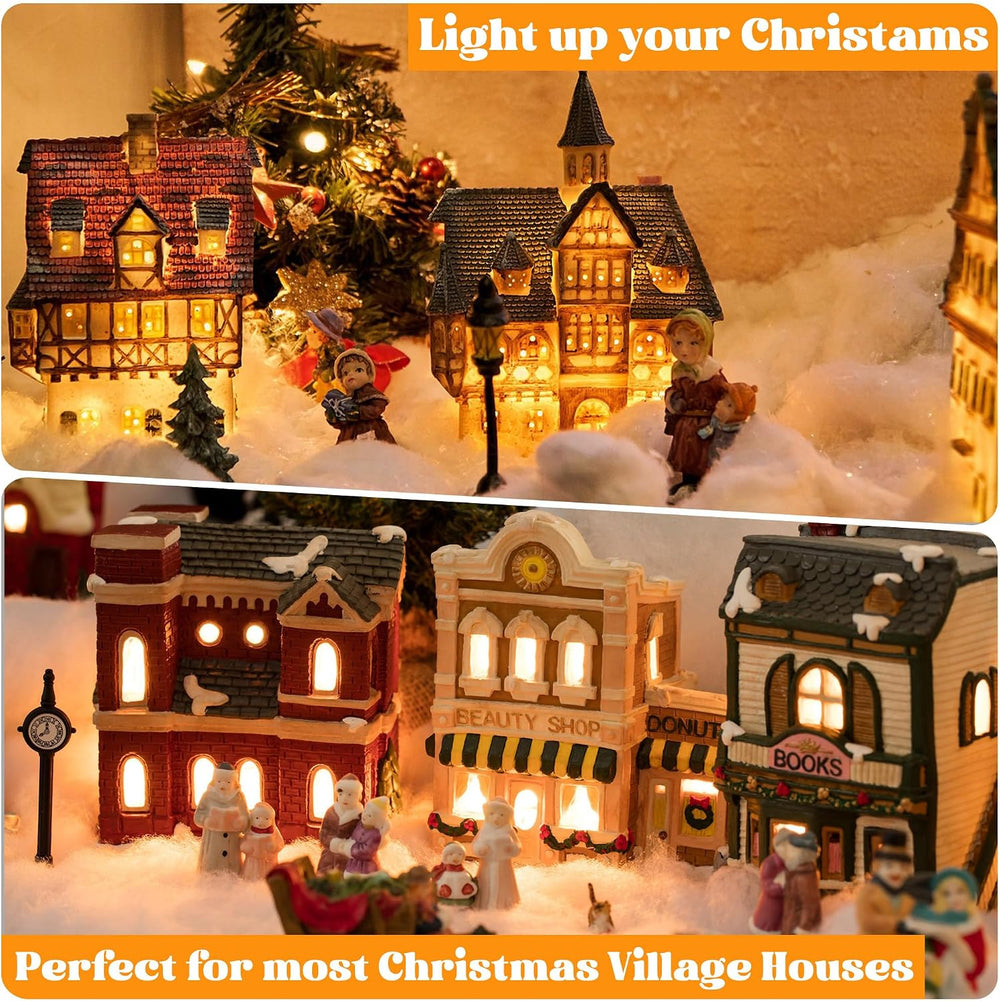 Christmas Village House Accessories Cord 9 LED Light Bulbs, Christmas Blow Mo...