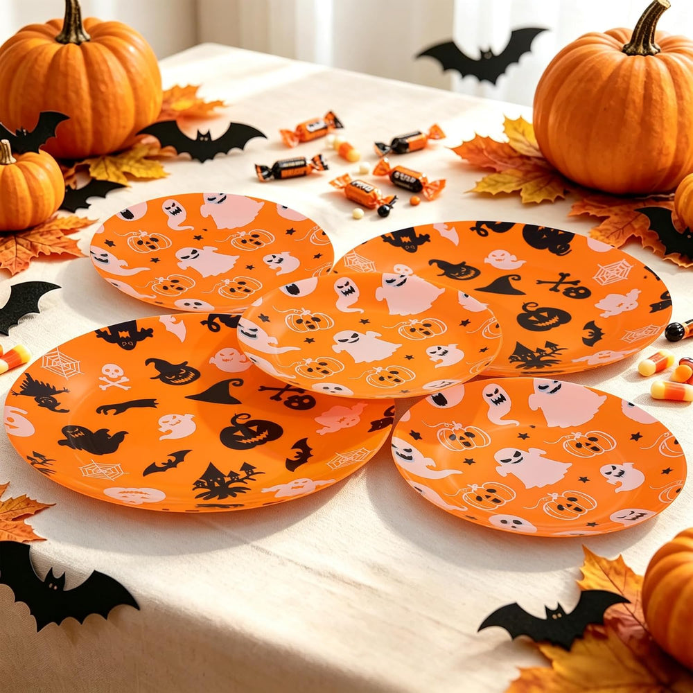 Sylans 175PCS Halloween Party Plates Set Disposable for 25 Guests