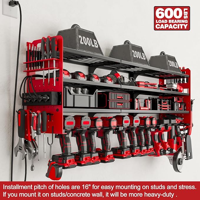 12 Cordless Drill Holder Large Power Tool Organizer Wall Mount