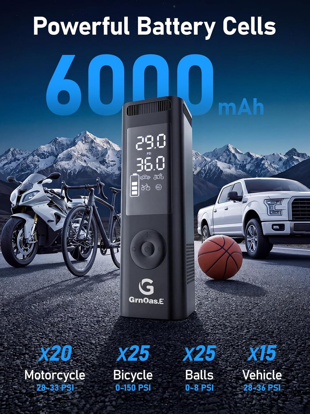 Tire Inflator Portable Air Compressor, 150PSI Cordless Air Pump