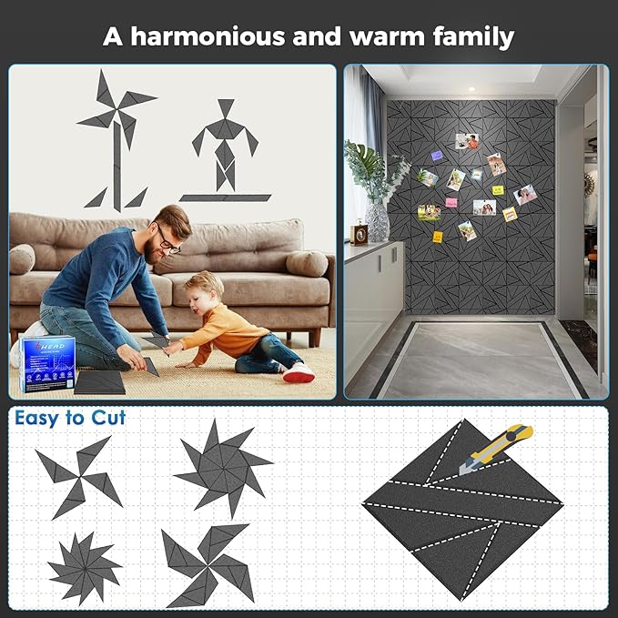 12 Pack Self-Adhesive Soundproof Wall Panels, 1.2lb/ft³ High Density, Thicker