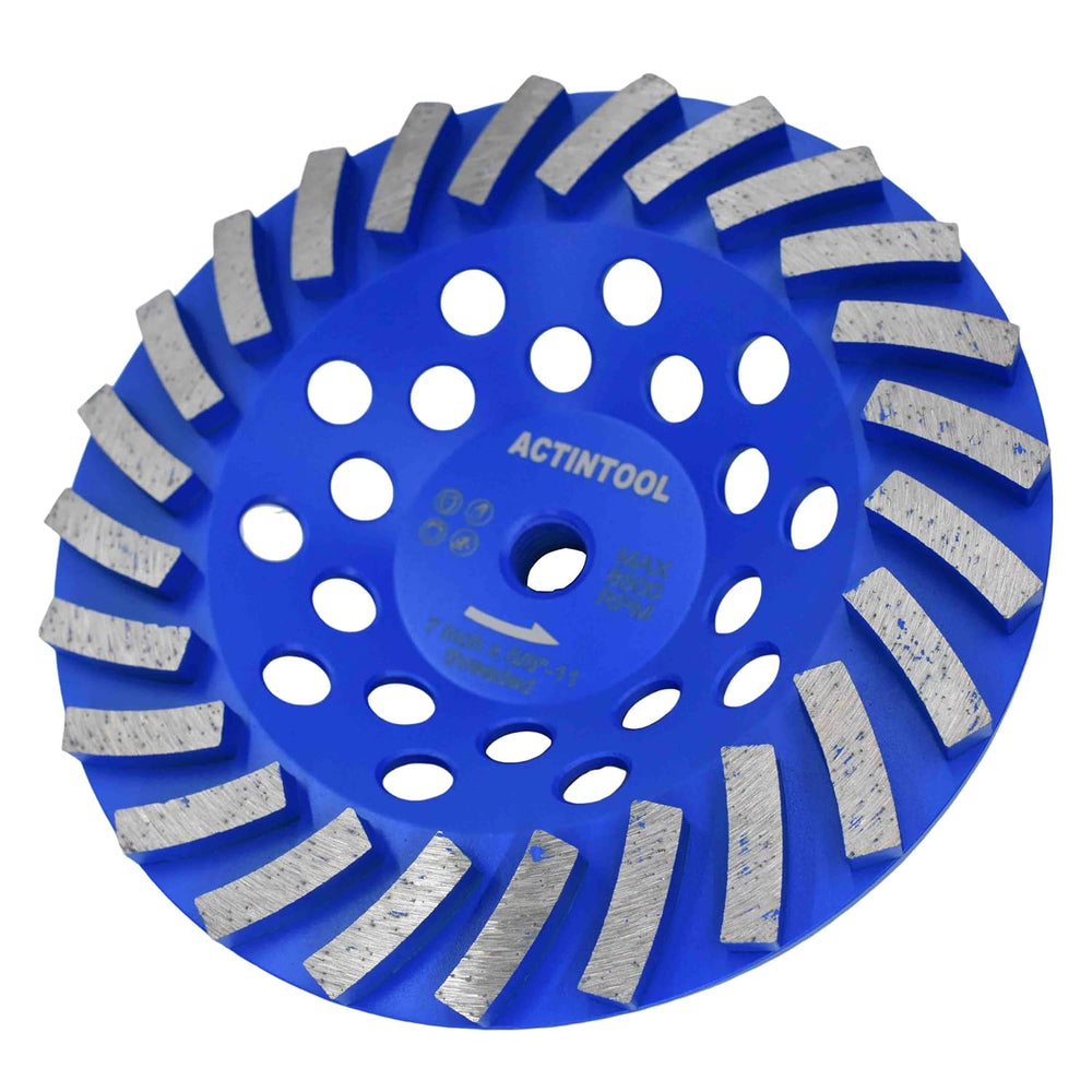 7 in. x 5/8-11 in. Threaded Arbor 24 Segments Diamond Turbo Grinding Cup Whee...