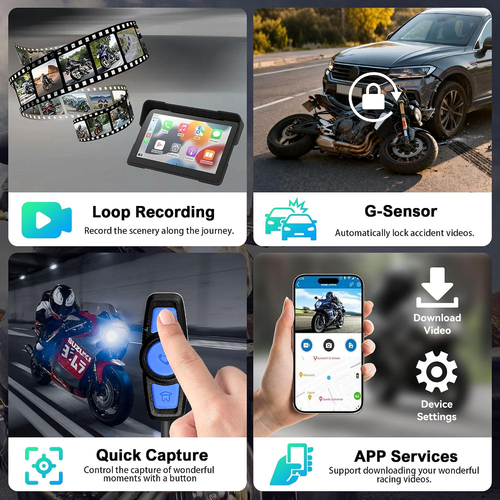 Wireless Motorcycle Apple Carplay & Android Auto,7 Inch Touchscreen with ...