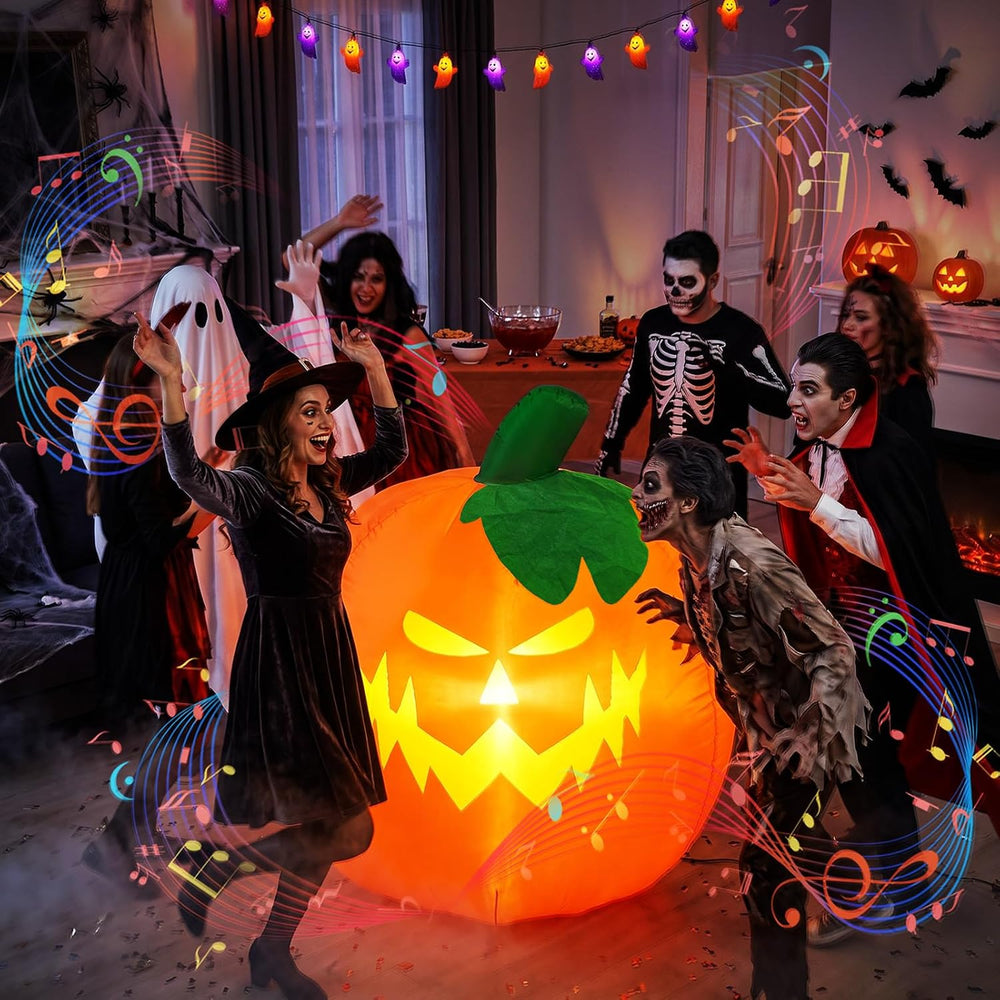 5FT Halloween Inflatables Outdoor Decorations with Projector Face and Music