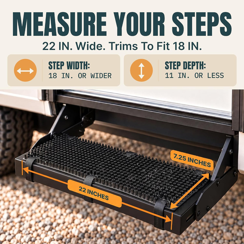 TrailScrubber RV Step Covers, Boot Brush Scrubber Mat for Camper Steps
