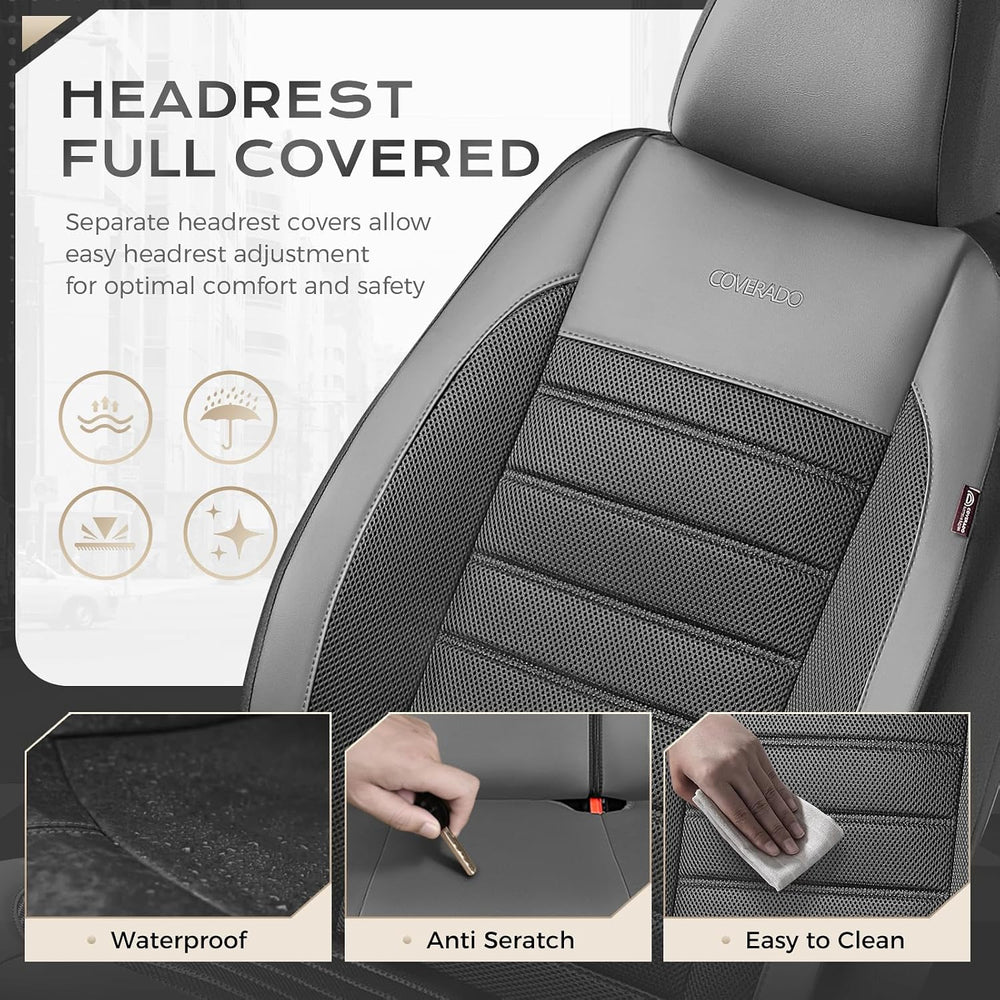 Coverado Car Seat Covers Front Seats, Luxury Leather Car Seat Covers, Automot...