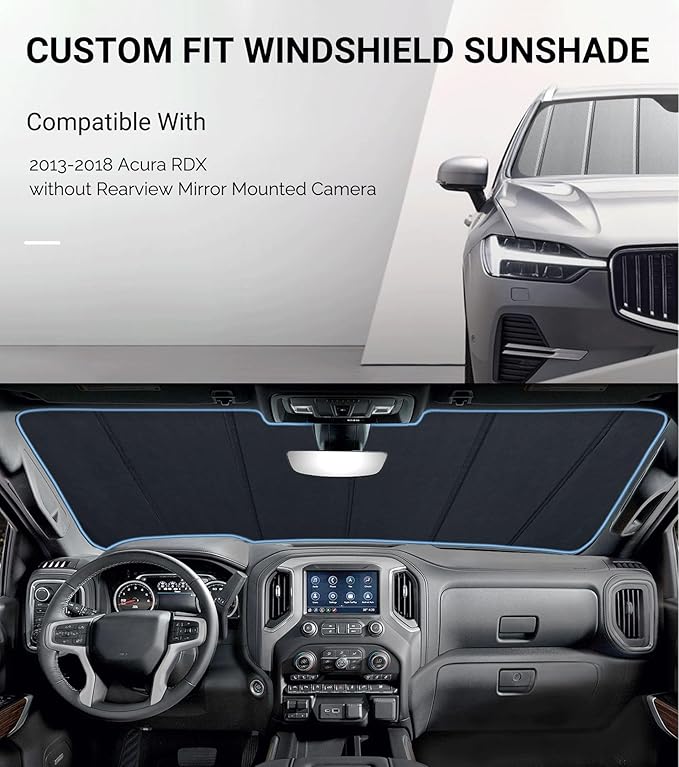 Windshield Sun Shade for Acura RDX 2013-2018, Front Window Sunshade, 6 Layers