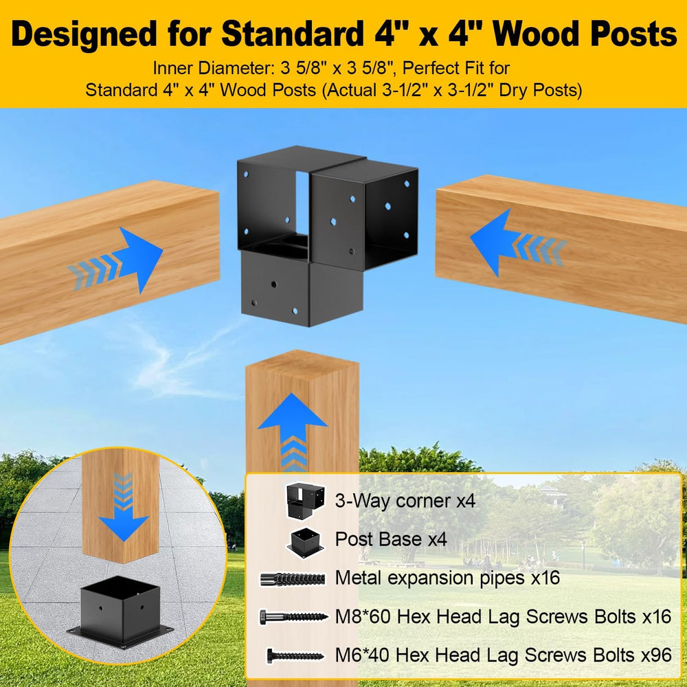 8PCS 4x4 Post Bracket, 4x4 Brackets for pergola kit, Deer Stand, Outdoor Plat...