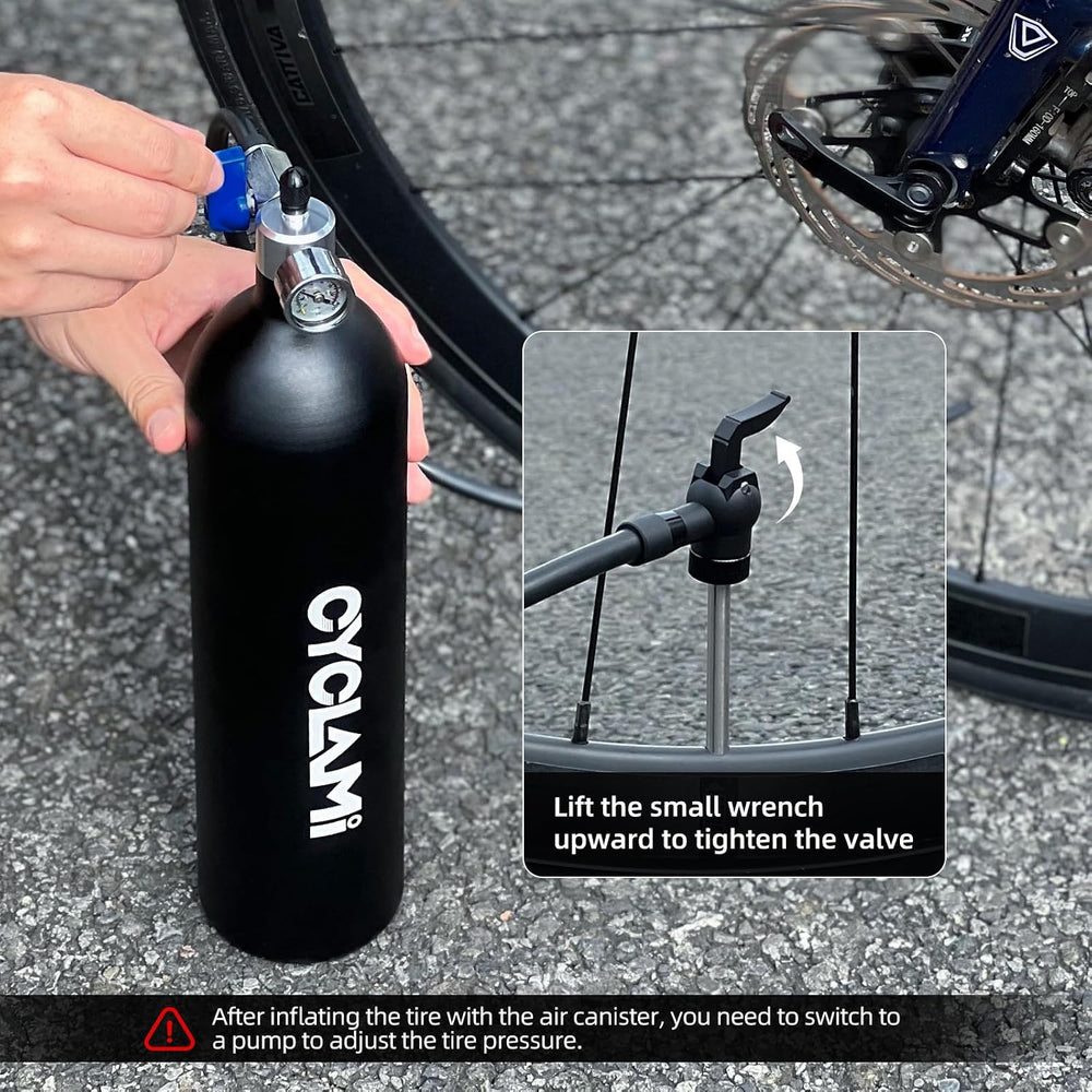 Tubeless Tire Inflator 1.3L with Pressure Gauge - Aluminum Alloy Tubeless Bik...