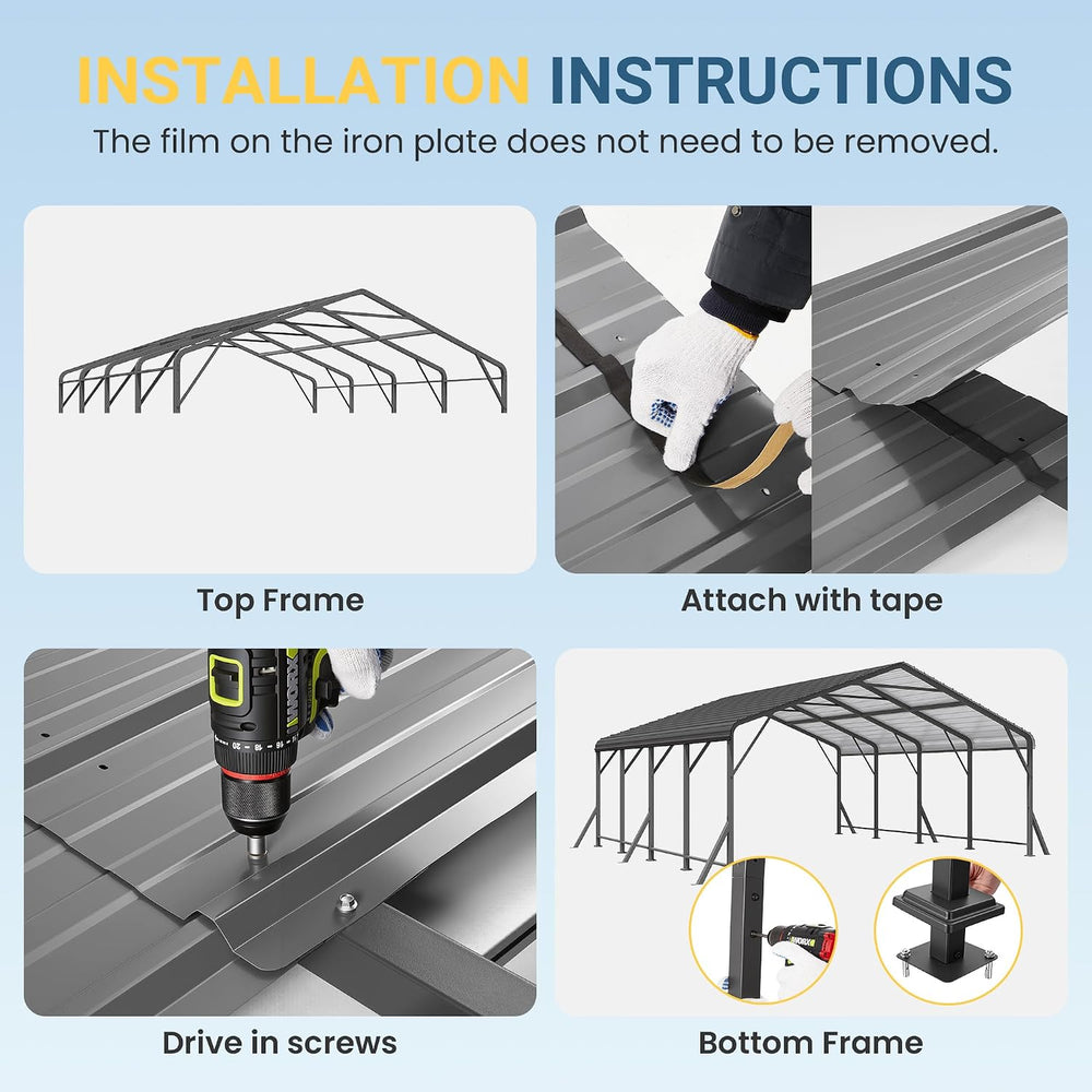 Wisteria Lane Metal Carport, Carports 20x20 Heavy Duty with Thicker Frame and...