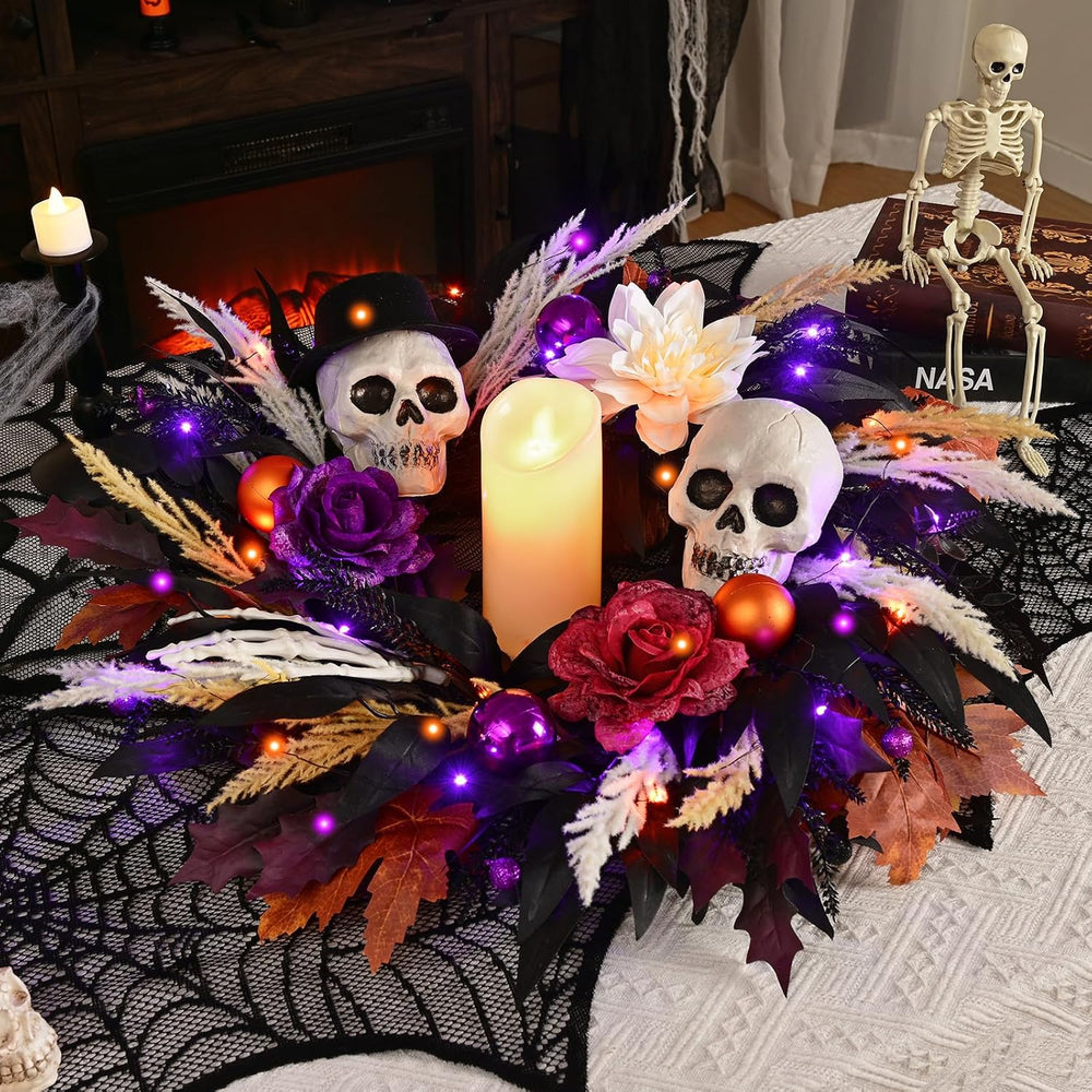 Waipfaru 2Pcs 24 Inch Halloween Wreath for Front Door Halloween Door Wreath